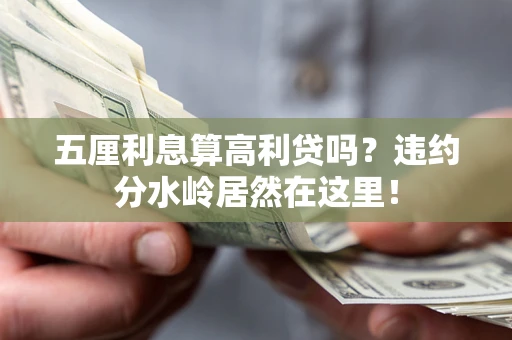 武汉五厘利息算高利贷吗？违约分水岭居然在这里！